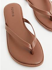 Plus Size Sunnie - Brown Faux Leather Flip Flop (WW), BROWN, hi-res