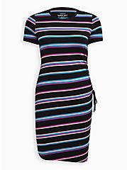 Super Soft Black Neon Stripe T-Shirt Dress, STRIPE - MULTI, hi-res