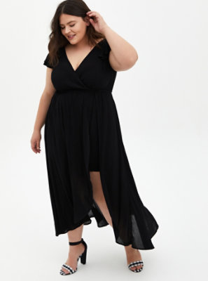 Plus Size Black Gauze Walk Through Maxi Dress Torrid