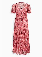 Maxi Lace Button-Front Tiered Dress, FLORAL PINK, hi-res