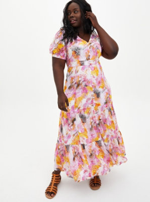 Plus Size - Multi Tie-Dye Lace Tiered Maxi Dress - Torrid