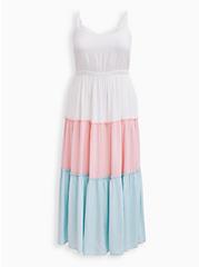 Multi Colorblock Challis Tiered Maxi Dress, MULTI COLOR, hi-res