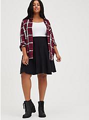 Plus Size  Black Rayon Mini Skater Skirt, DEEP BLACK, alternate