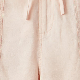 5 Inch Pull-On Linen Blend Mid-Rise Short, PEACH BLUSH, swatch