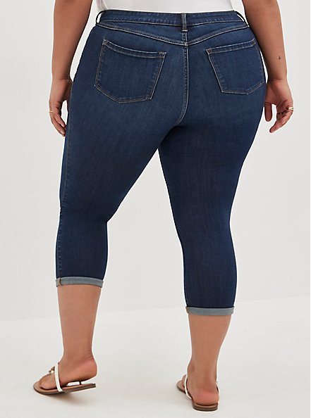 Plus Size Crop Midfit Super Skinny Jean - Super Soft Dark Wash, RIPRAP, alternate