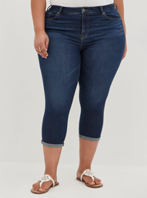 Plus Size - Crop Midfit Super Skinny Jean - Super Soft Dark Wash - Torrid