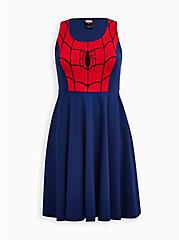 Plus Size Marvel Spiderman Skater Dress, BLUE  RED, hi-res
