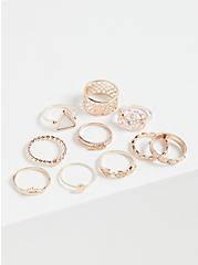 Plus Size Rose Gold-Tone Opal Ring Set - Set of 10, GOLD, alternate