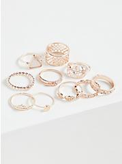 Plus Size Rose Gold-Tone Opal Ring Set - Set of 10, GOLD, hi-res