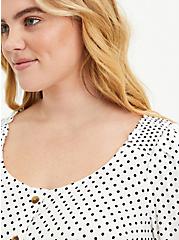 White & Black Polka Dot Button-Front Puff Sleeve Woven Top, DOTS - BLACK, alternate