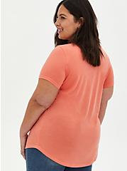 Classic Fit - Anchor Rose Peach V-Neck Crew Tee, FUSION CORAL, alternate