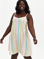 Multicolored Stripe Challis Trapeze Dress , STRIPE - MULTI, hi-res