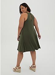Olive Cupro Trapeze Mini Dress , DEEP DEPTHS, alternate