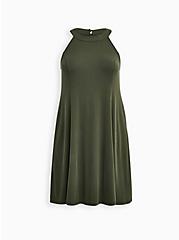 Olive Cupro Trapeze Mini Dress , DEEP DEPTHS, hi-res