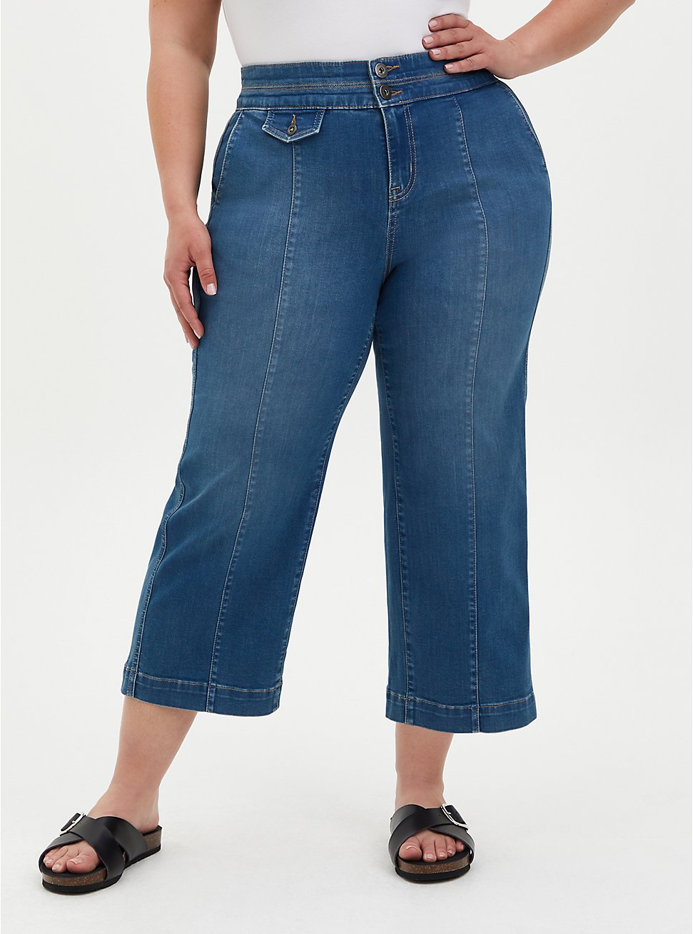 Plus Size Crop High Rise Wide Leg Jean - Super Soft Medium Wash, DISCO FEVER, hi-res