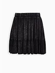 Plus Size Black Wash Super Soft Tiered Mini Circle Skirt, MINERAL BLACK, hi-res