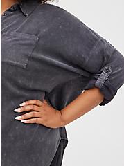 Plus Size Drop Shoulder Button-Front Top - Mineral Wash Grey, NINE IRON, alternate