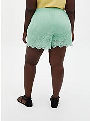 Plus Size Embroidered Pull-On Short - Mesh Mint, GRAYED JADE, alternate