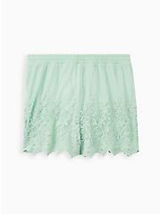 Plus Size Embroidered Pull-On Short - Mesh Mint, GRAYED JADE, hi-res
