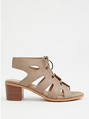 Taupe Faux Suede Lace Up Block Heel (WW), TAUPE, alternate
