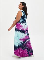 Plus Size Purple Tie-Dye Super Soft Hi-Low Maxi Dress, TIE DYE, alternate