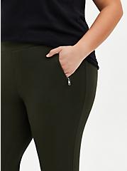 Plus Size Relaxed Fit Crop Jogger - Dark Olive Ponte, GREEN, alternate
