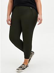 Plus Size Relaxed Fit Crop Jogger - Dark Olive Ponte, GREEN, hi-res
