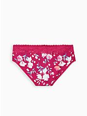 Plus Size Wide Lace Cotton Hipster Panty - Floral Pink, WATERCOLOR FLORAL, alternate