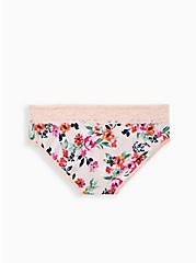 Wide Lace Cotton Hipster Panty - Floral Pink, TASHA FLORAL PINK, alternate