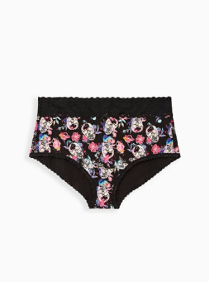 Torrid Skull Floral Wide Lace Cotton Brief Panty - 14896775