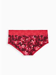 Plus Size Wide Lace Trim Cheeky Panty - Cotton Blooms Red, DRAMATIC BLOOMS RED  , alternate