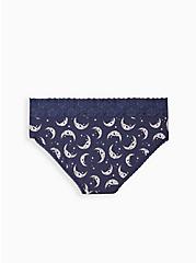 Plus Size Navy Moons Wide Lace Cotton Hipster Panty, MUERTOS MOONS- Navy, alternate