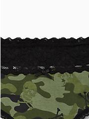 Olive Skull Camo Wide Lace Cotton Hipster Panty, Camo Skull Toss- OLIVE, alternate