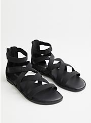Black Elastic Strappy Gladiator Sandal (WW), BLACK, alternate