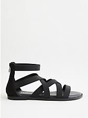Black Elastic Strappy Gladiator Sandal (WW), BLACK, alternate