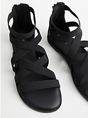 Black Elastic Strappy Gladiator Sandal (WW), BLACK, hi-res