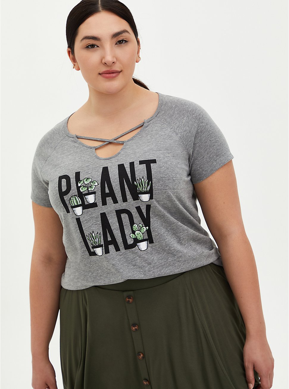 Classic Fit Crew Tee - Triblend Jersey Plant Lady Grey Strappy , MEDIUM HEATHER GREY, hi-res