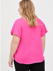 Plus Size Pink Georgette Cage Front Blouse , PINK GLO, alternate