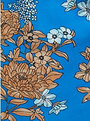 Plus Size Blue Floral Crepe Tie Front Button Front Top, FLORAL - BLUE, alternate