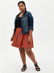 Plus Size Auburn Super Soft Button Front Mini Skirt, , alternate