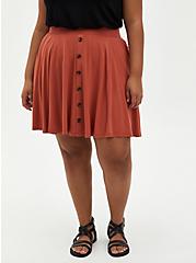 Plus Size Auburn Super Soft Button Front Mini Skirt, , hi-res