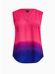 Plus Size Harper - Pink Dip-Dye Georgette Pullover Tank, MULTI, hi-res
