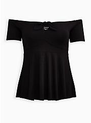 Plus Size Off Shoulder Top - Super Soft Black, DEEP BLACK, hi-res