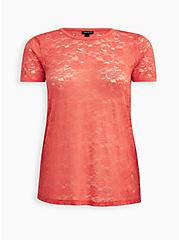 Coral Lace Tee, CORAL, hi-res