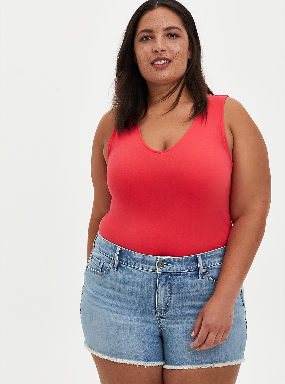 Plus Size Bright Berry V-Neck Foxy Tee, TEABERRY, hi-res