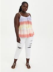 Plus Size Tiered Cami - Gauze Beach Stripe Tie Dye , STRIPE - WHITE, alternate