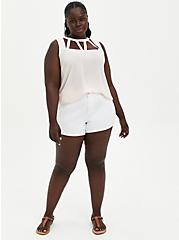 Plus Size Blush Georgette Cage Front Tank, PEARL, alternate