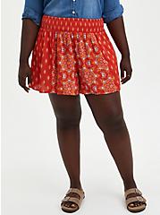 Plus Size 5 Inch Gauze High-Rise Smocked Waist Short, OTHER PRINTS, hi-res