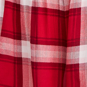 Plus Size 5 Inch Gauze High-Rise Smocked Waist Short, PLAID RED, swatch