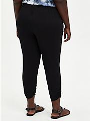 Plus Size Relaxed Fit Ruched Jogger - Stretch Challis Black, DEEP BLACK, alternate